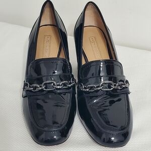 Antonio Melani Black Patent Leather Chainlink Heels  9.5
